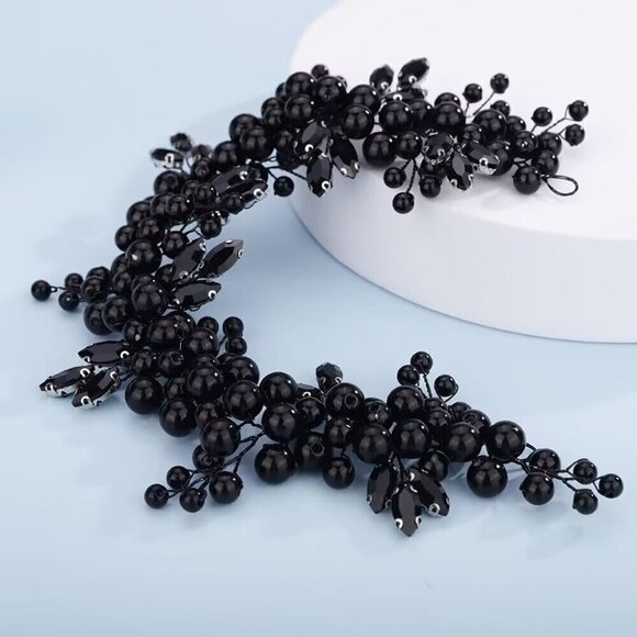 Statement Beaded Headpiece Women Girls Gothic Wedding Bridal Costume Accessory main image 5